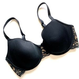 Wacoal Black Lace Garden T-shirt Bra 36DD
